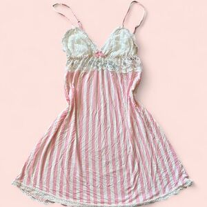 Victoria's Secret Pink and White Striped Chemise with Lace